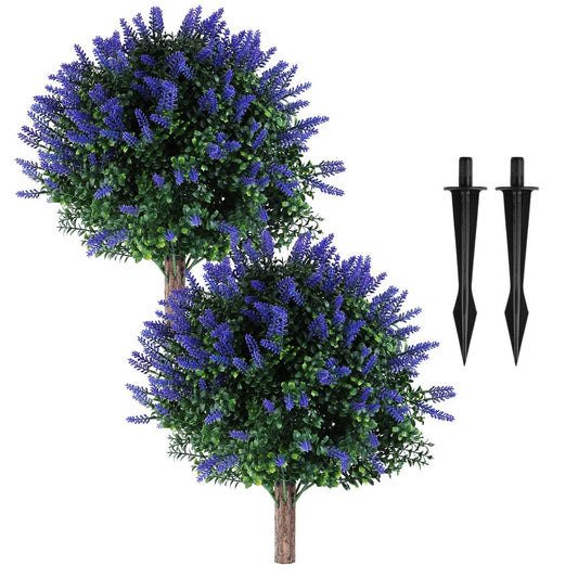 2-Pack UV-Resistant Faux Boxwood Topiary Trees