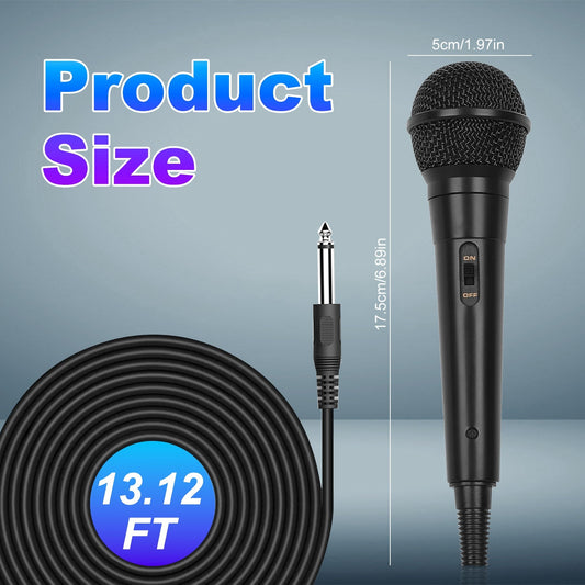 Handheld Wired Dynamic Microphone | Vocal Mic with Switch & 13ft Cable